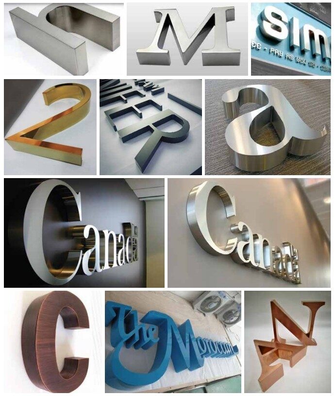3D fabricated metal letters